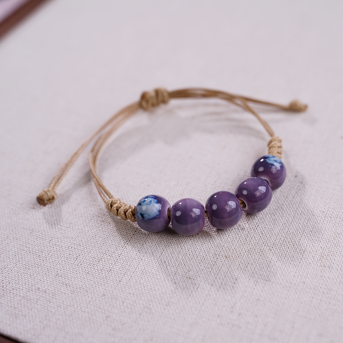 Chinese Ladies' Ceramic Bracelet - Ethnic Hand Woven Adjustable Length
